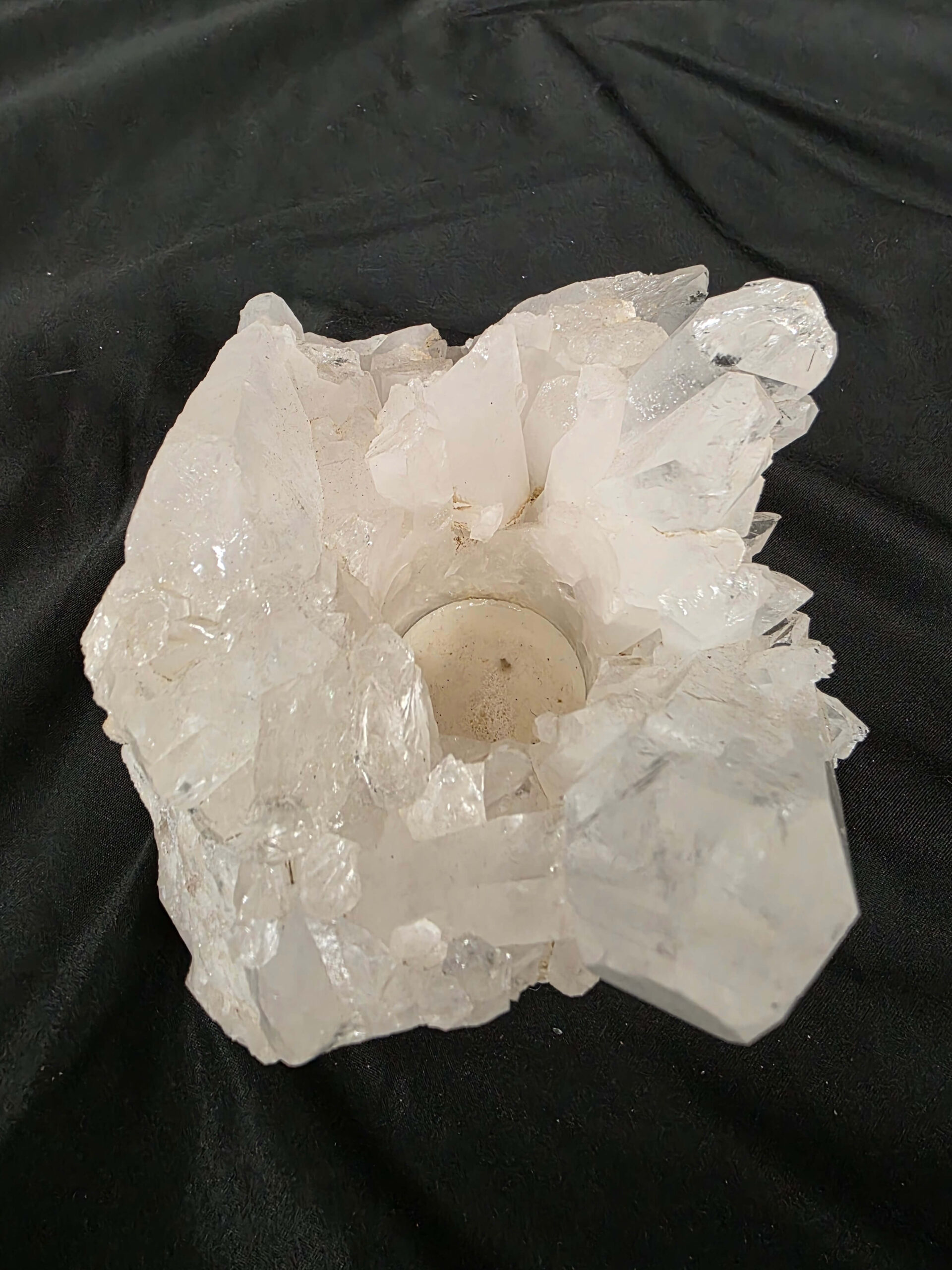 Large Premium Rock Crystal Quartz Candle Holder 47 Clear Crystal White Tealight Holders 1.713g H10xW14xD12cm - Image 2