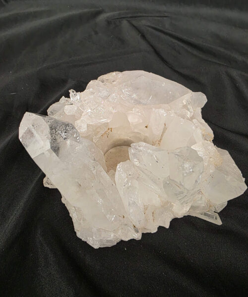 Large Premium Rock Crystal Quartz Candle Holder 47 Clear Crystal White Tealight Holders 1.713g H10xW14xD12cm - Image 3