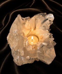 Large Premium Rock Crystal Quartz Candle Holder 47 Clear Crystal White Tealight Holders 1.713g H10xW14xD12cm