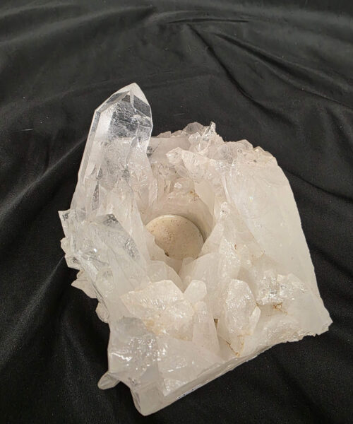 Large Premium Rock Crystal Quartz Candle Holder 47 Clear Crystal White Tealight Holders 1.713g H10xW14xD12cm - Image 4