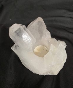 Large Premium Rock Crystal Quartz Candle Holder 49 Clear Crystal White Tealight Holders 1.073g H8xW15xD11cm