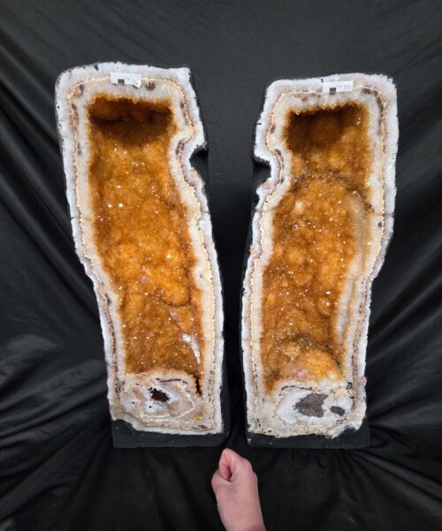 Tall Citrine Geode PAIR 554-555 Crystal Cluster Druzy Premium Grade 42kg each H66xW24xD20cm - Image 8