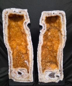 Tall Citrine Geode PAIR 553-554 Crystal Cluster Druzy Premium Grade 42kg each H66xW24xD20cm