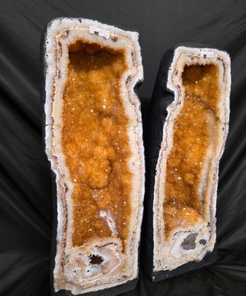 Alternative view of Tall Citrine Geode PAIR 554-555 Crystal Cluster Druzy Premium Grade 42kg each H66xW24xD20cm