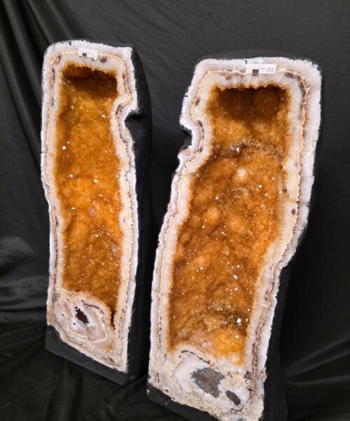 Tall Citrine Geode PAIR 554-555 Crystal Cluster Druzy Premium Grade 42kg each H66xW24xD20cm - Image 3