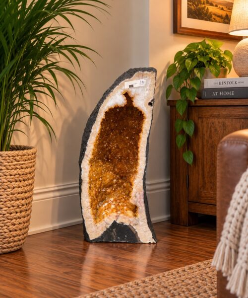 Tall Citrine Geode 522 Crystal Cluster Druzy Premium Grade 15.69kg H49xW20xD17cm