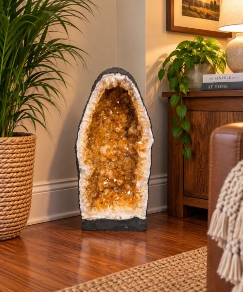 Tall Citrine Geode 530 Crystal Cluster Druzy Premium Grade 18.12kg H46xW20xD17cm