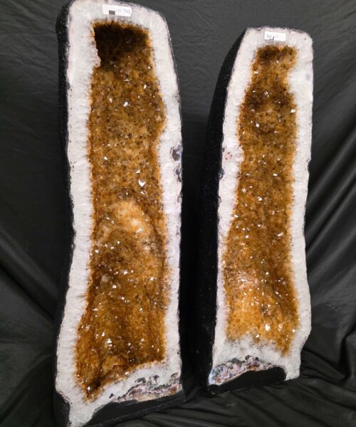 Alternative view of Tall Citrine Geode PAIR 548-549 Crystal Cluster Druzy Premium Grade 43kg each H71xW24xD24cm