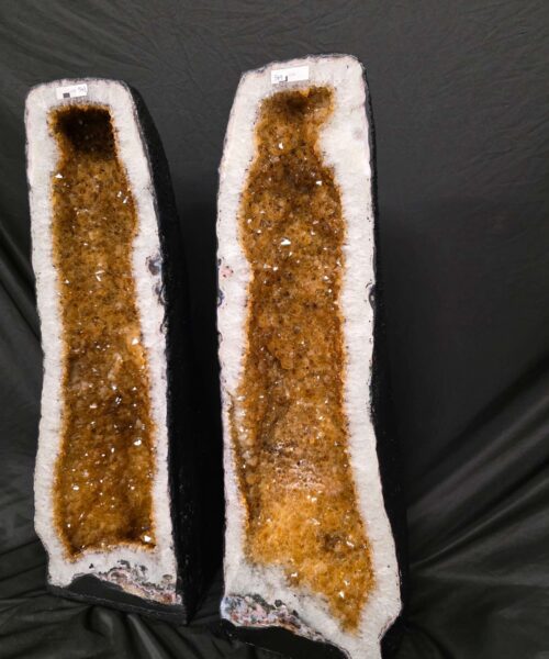Tall Citrine Geode PAIR 548-549 Crystal Cluster Druzy Premium Grade 43kg each H71xW24xD24cm - Image 3