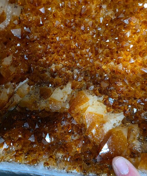 Tall Citrine Geode PAIR 550-551 Crystal Cluster Druzy Premium Grade 34kg each H74xW25xD19cm - Image 10