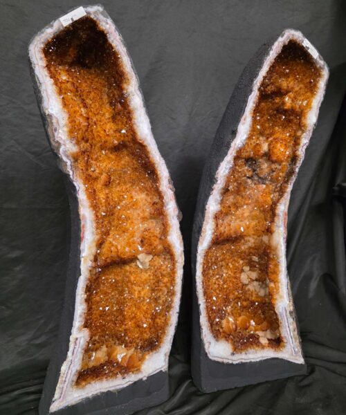 Alternative view of Tall Citrine Geode PAIR 550-551 Crystal Cluster Druzy Premium Grade 34kg each H74xW25xD19cm