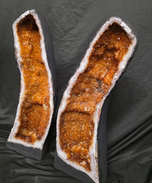 Tall Citrine Geode PAIR 550-551 Crystal Cluster Druzy Premium Grade 34kg each H74xW25xD19cm - Image 3