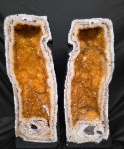 Tall Citrine Geode PAIR 554-555 Crystal Cluster Druzy Premium Grade 42kg each H66xW24xD20cm