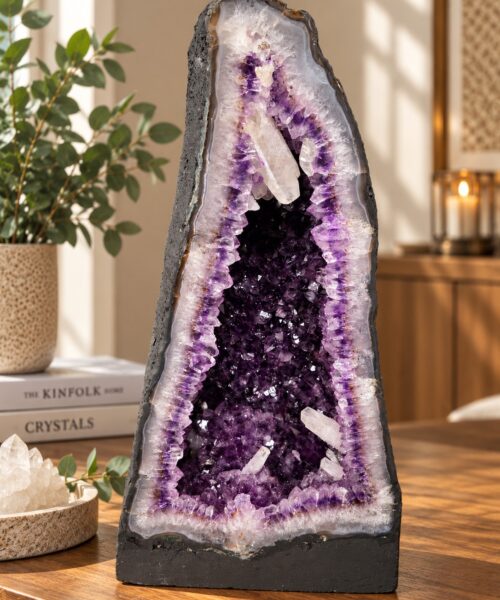 Tall Amethyst Crystal Geode 1112 Premium Queen Grade 26.23kg H49xW26xD20cm