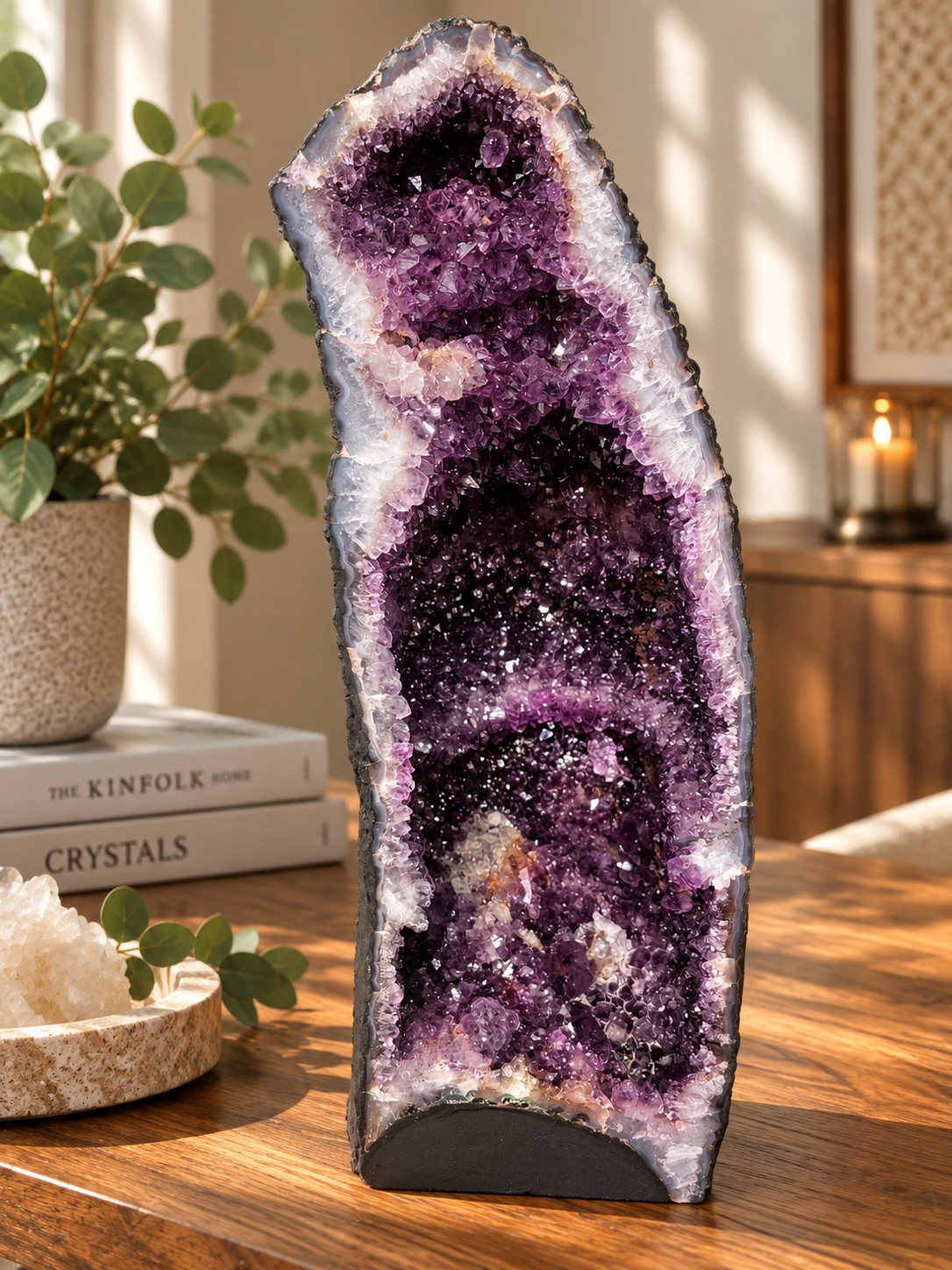 Tall Amethyst Crystal Geode 1113 Premium Queen Grade 24.23kg H57xW20xD19cm