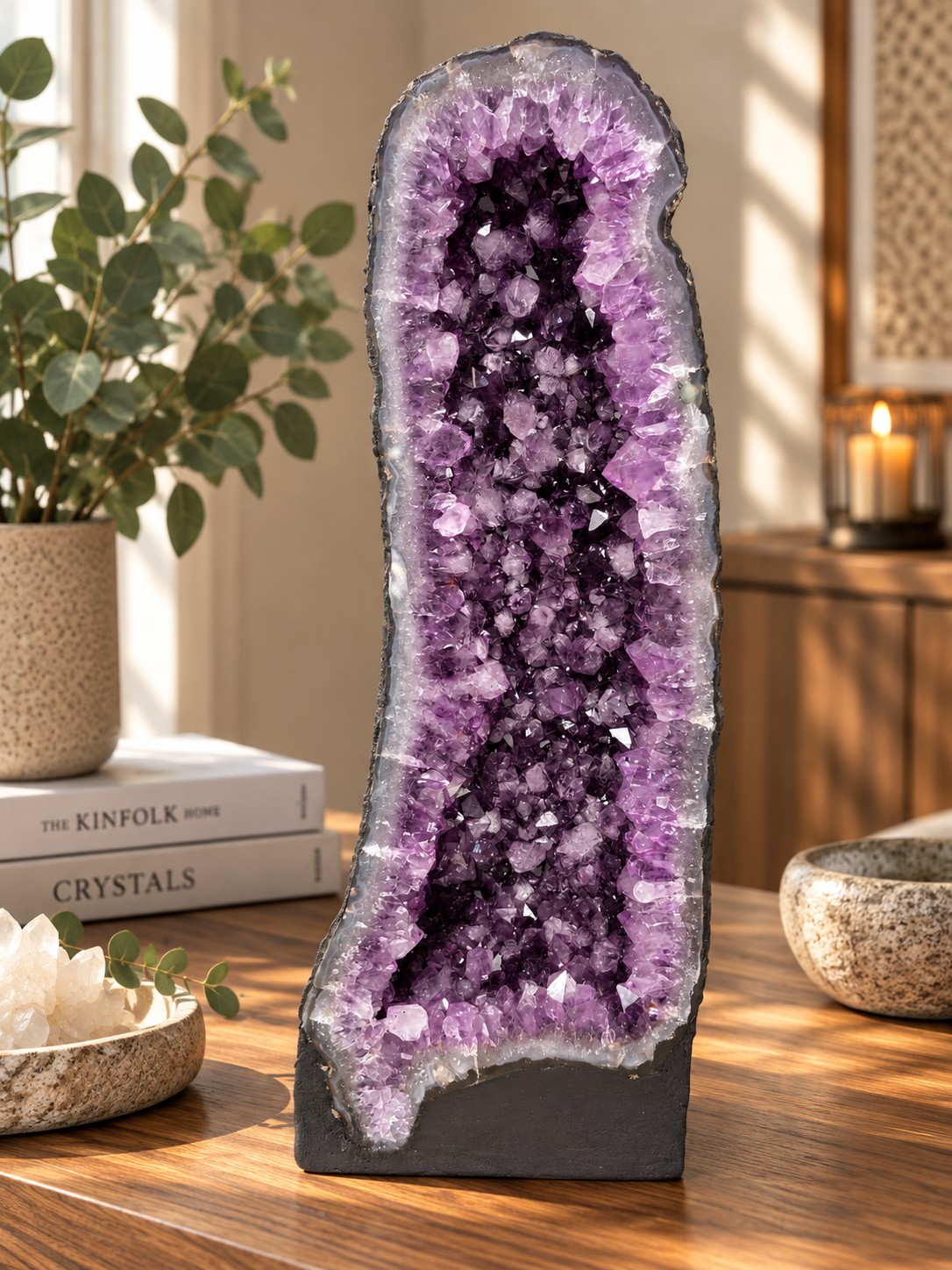 Tall Amethyst Crystal Geode 1115 Premium Queen Grade 25.33kg H60xW25xD16cm