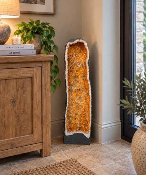 Very Tall Citrine Geode 556 Crystal Cluster Druzy Premium Grade 45.67kg H80xW26xD22cm
