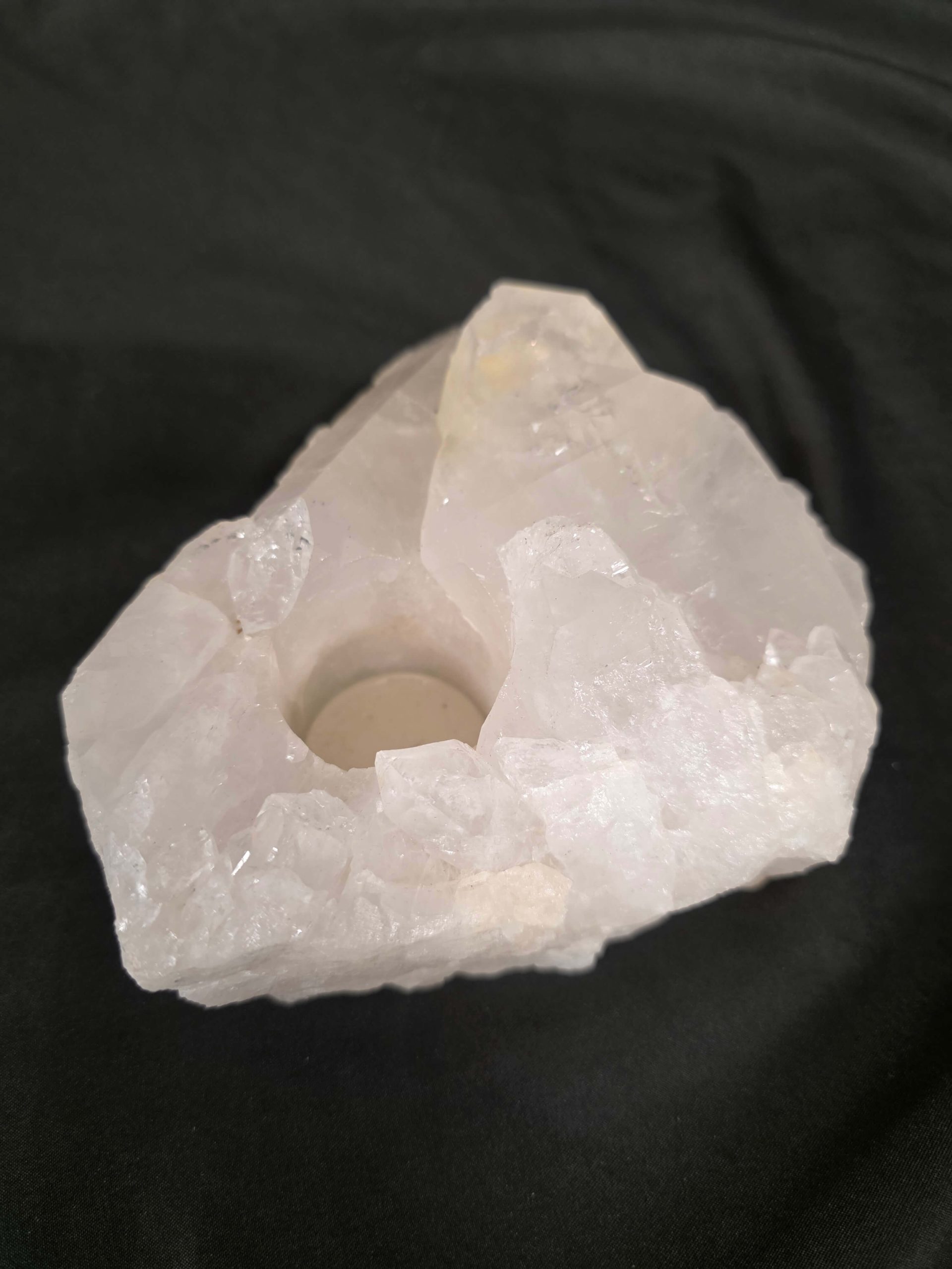 Large Premium Rock Crystal Quartz Candle Holder 44 Clear Crystal White Tealight Holders 1.669g H7xW16xW15cm