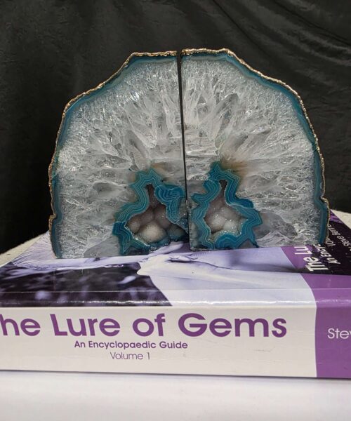Teal Agate 24ct Gold Edge Microcrystalline Quartz Premium Bookends 1 Ornament Handpicked Size is 1.971kg - H11.5xW16.5xD8cm. - Image 12