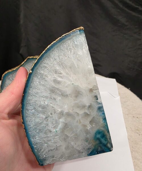 Teal Agate 24ct Gold Edge Microcrystalline Quartz Premium Bookends 1 Ornament Handpicked Size is 1.971kg - H11.5xW16.5xD8cm. - Image 10
