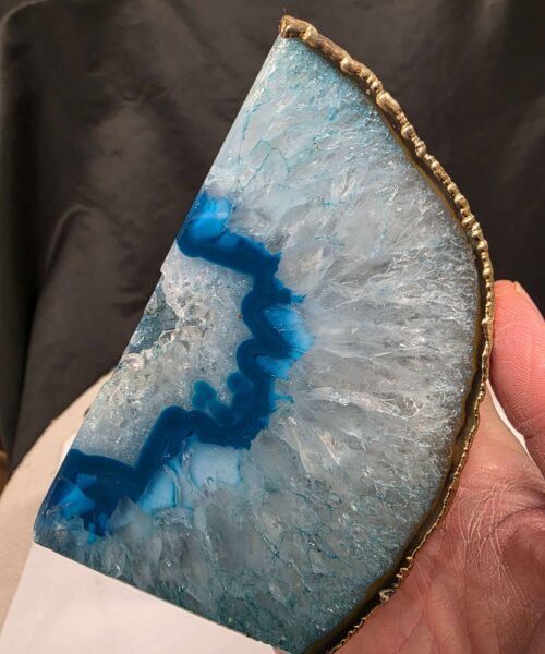 Teal Agate 24ct Gold Edge Microcrystalline Quartz Premium Bookends 2 Ornament Handpicked Size is 1.986kg - H12xW16xD6cm - Image 11