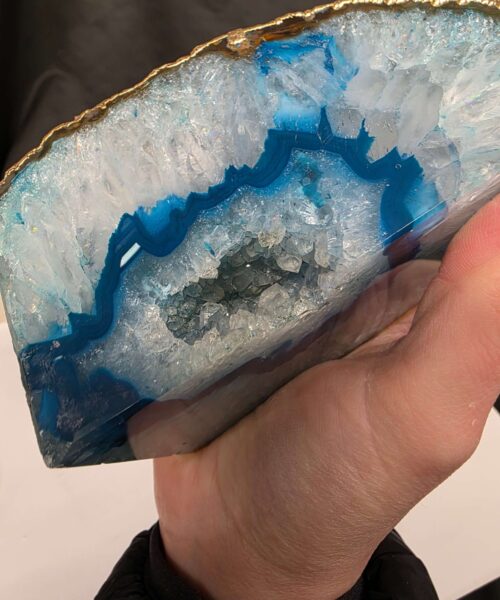Teal Agate 24ct Gold Edge Microcrystalline Quartz Premium Bookends 2 Ornament Handpicked Size is 1.986kg - H12xW16xD6cm - Image 15