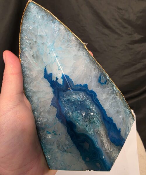 Teal Agate 24ct Gold Edge Microcrystalline Quartz Premium Bookends 3 Ornament Handpicked Size is 2.131kg - H14.5xW16xD8cm - Image 10