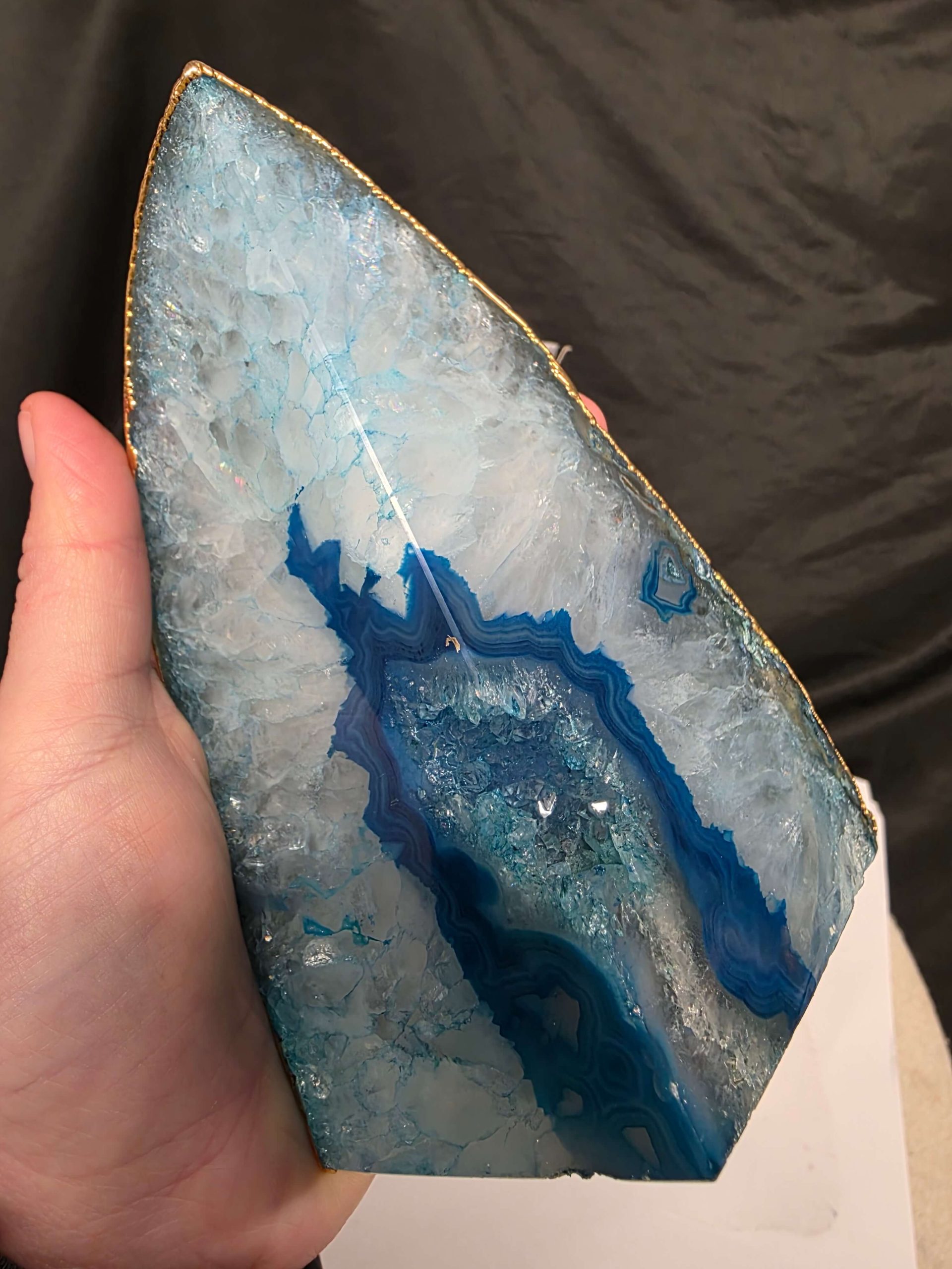 Teal Agate 24ct Gold Edge Microcrystalline Quartz Premium Bookends 3 Ornament Handpicked Size is 2.131kg - H14.5xW16xD8cm - Image 10