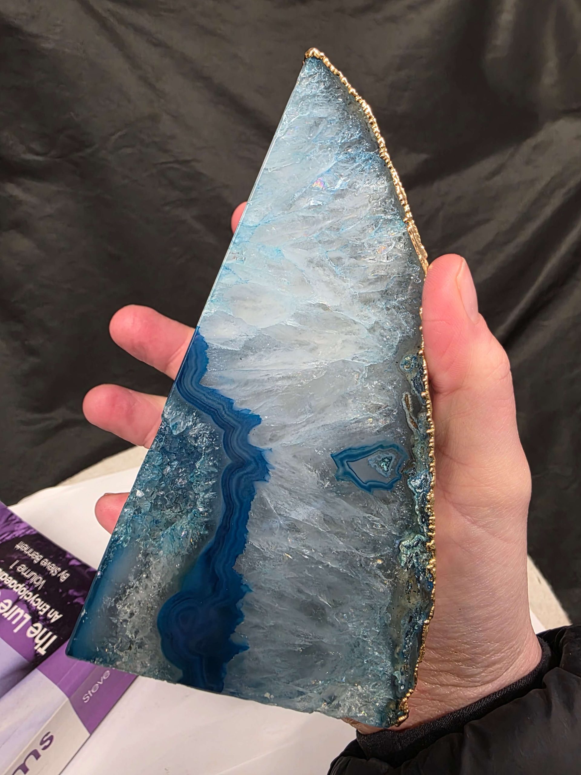 Teal Agate 24ct Gold Edge Microcrystalline Quartz Premium Bookends 3 Ornament Handpicked Size is 2.131kg - H14.5xW16xD8cm - Image 11