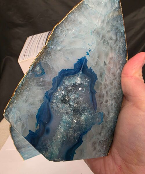 Teal Agate 24ct Gold Edge Microcrystalline Quartz Premium Bookends 3 Ornament Handpicked Size is 2.131kg - H14.5xW16xD8cm - Image 13