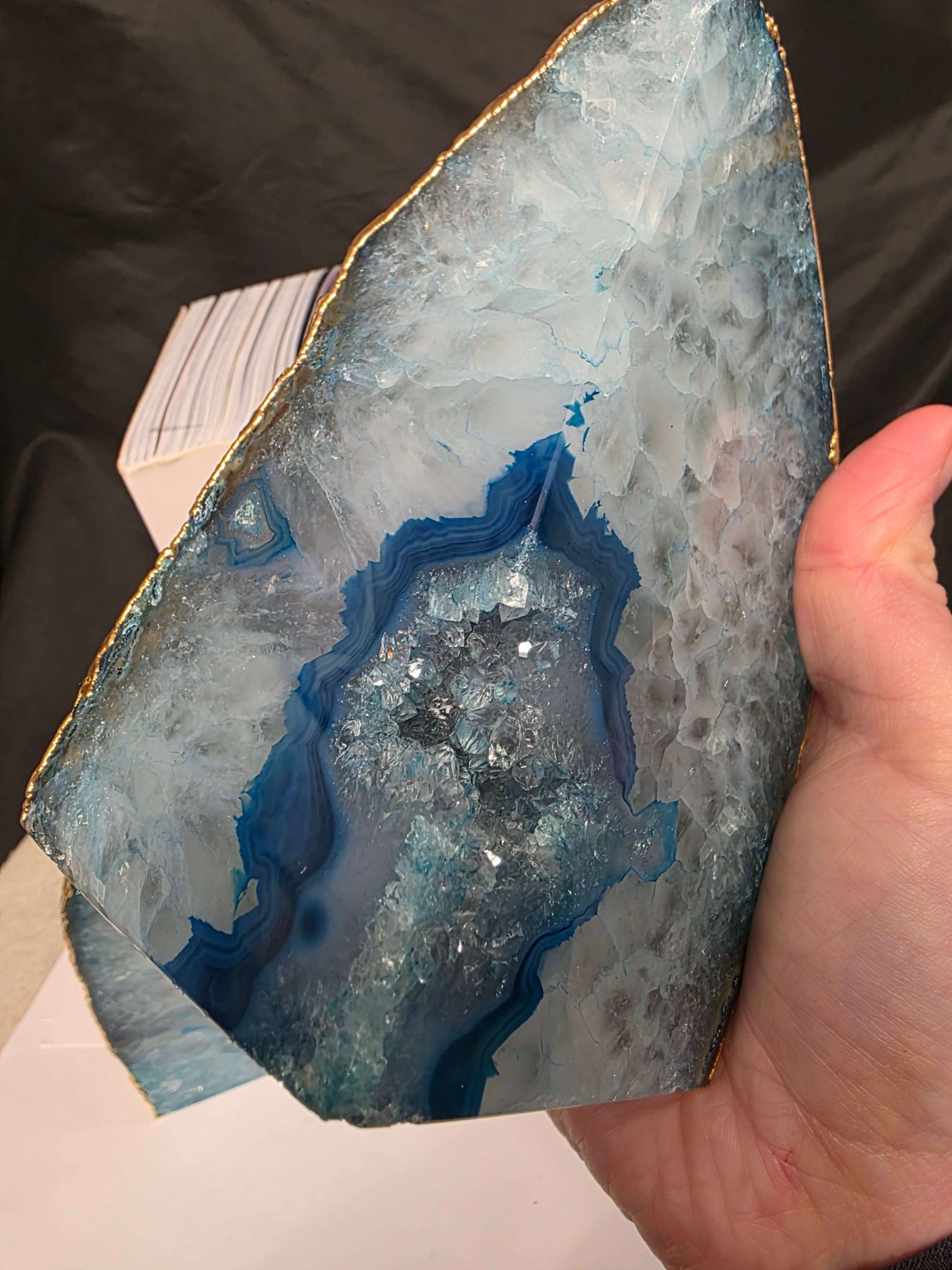 Teal Agate 24ct Gold Edge Microcrystalline Quartz Premium Bookends 3 Ornament Handpicked Size is 2.131kg - H14.5xW16xD8cm - Image 13