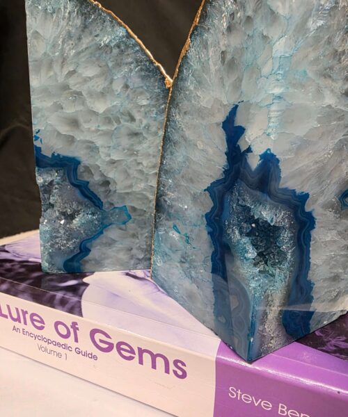 Teal Agate 24ct Gold Edge Microcrystalline Quartz Premium Bookends 3 Ornament Handpicked Size is 2.131kg - H14.5xW16xD8cm - Image 15