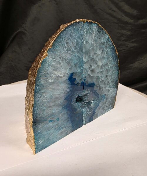 Alternative view of Teal Agate 24ct Gold Edge Microcrystalline Quartz Premium Bookends 3 Ornament Handpicked Size is 2.131kg - H14.5xW16xD8cm