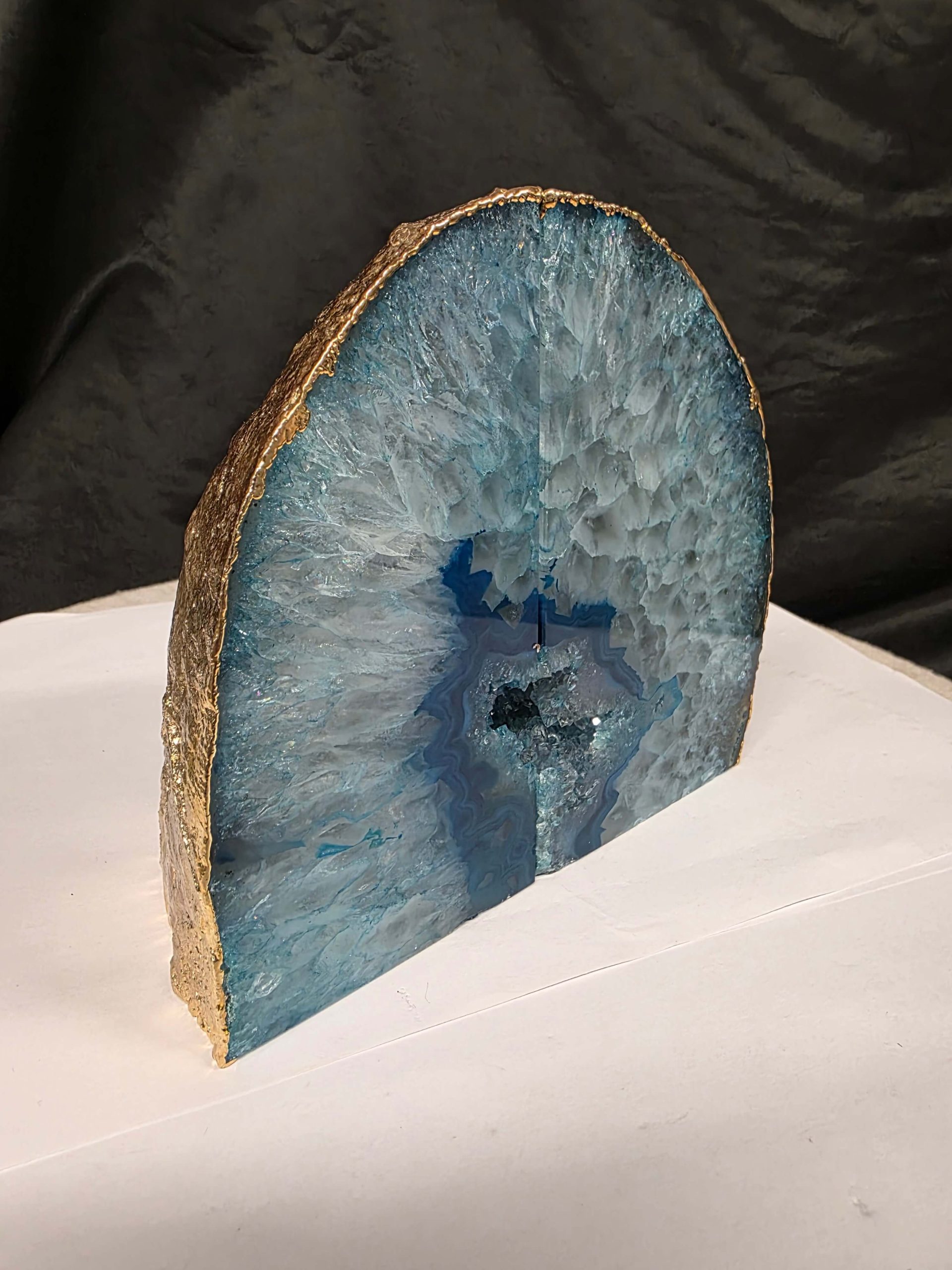 Teal Agate 24ct Gold Edge Microcrystalline Quartz Premium Bookends 3 Ornament Handpicked Size is 2.131kg - H14.5xW16xD8cm - Image 2