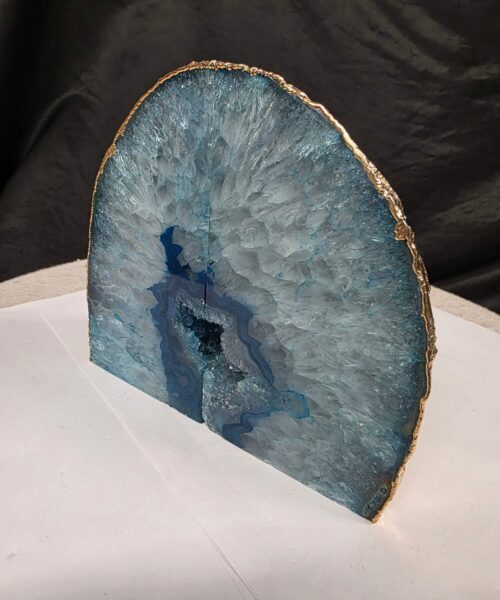 Teal Agate 24ct Gold Edge Microcrystalline Quartz Premium Bookends 3 Ornament Handpicked Size is 2.131kg - H14.5xW16xD8cm - Image 3