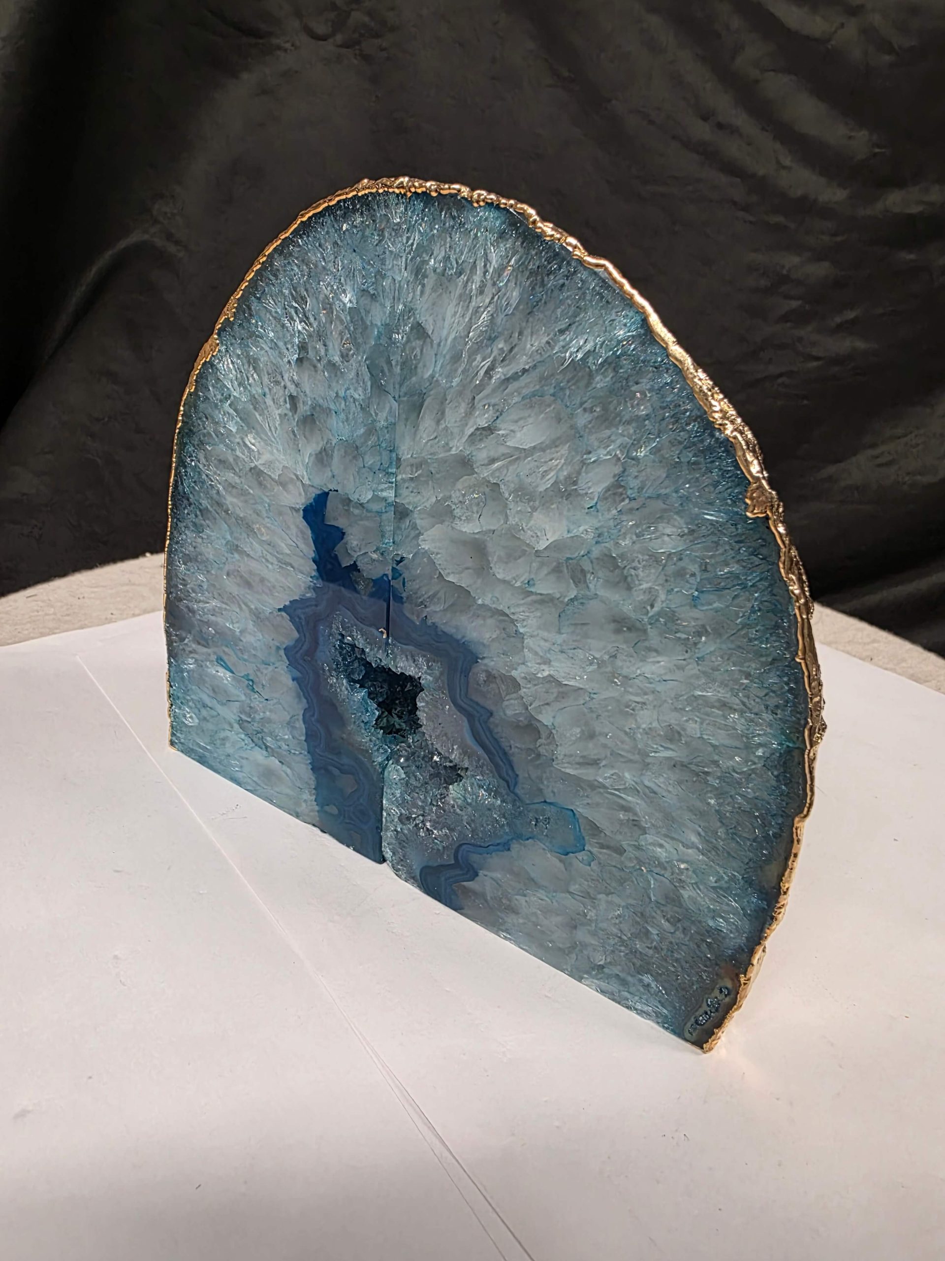 Teal Agate 24ct Gold Edge Microcrystalline Quartz Premium Bookends 3 Ornament Handpicked Size is 2.131kg - H14.5xW16xD8cm - Image 3