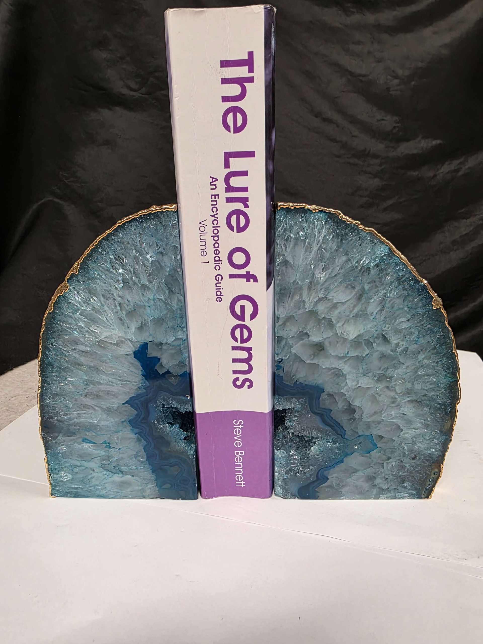 Teal Agate 24ct Gold Edge Microcrystalline Quartz Premium Bookends 3 Ornament Handpicked Size is 2.131kg - H14.5xW16xD8cm - Image 4