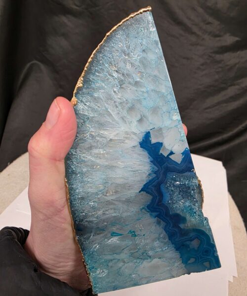 Teal Agate 24ct Gold Edge Microcrystalline Quartz Premium Bookends 3 Ornament Handpicked Size is 2.131kg - H14.5xW16xD8cm - Image 9