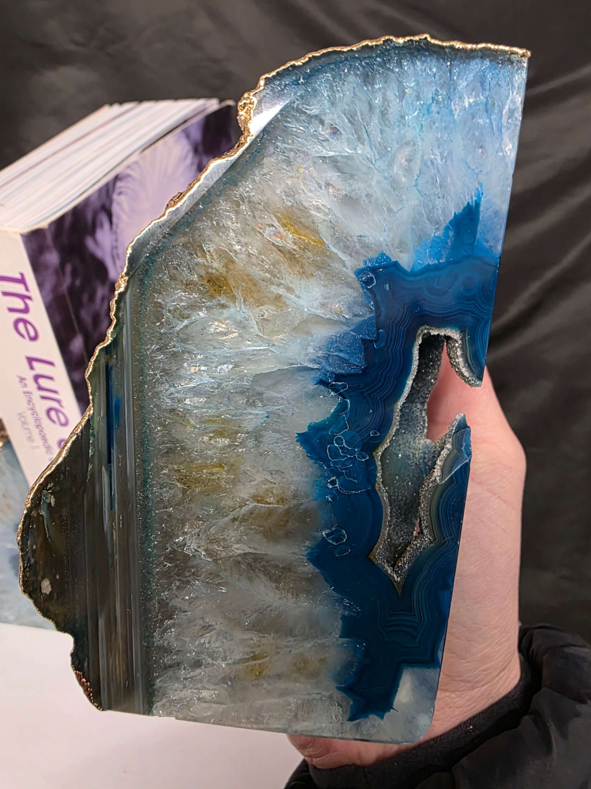 Teal Agate 24ct Gold Edge Microcrystalline Quartz Premium Bookends 5 Ornament Handpicked Size is 1.762kg - H12xW14.5xD8cm - Image 10