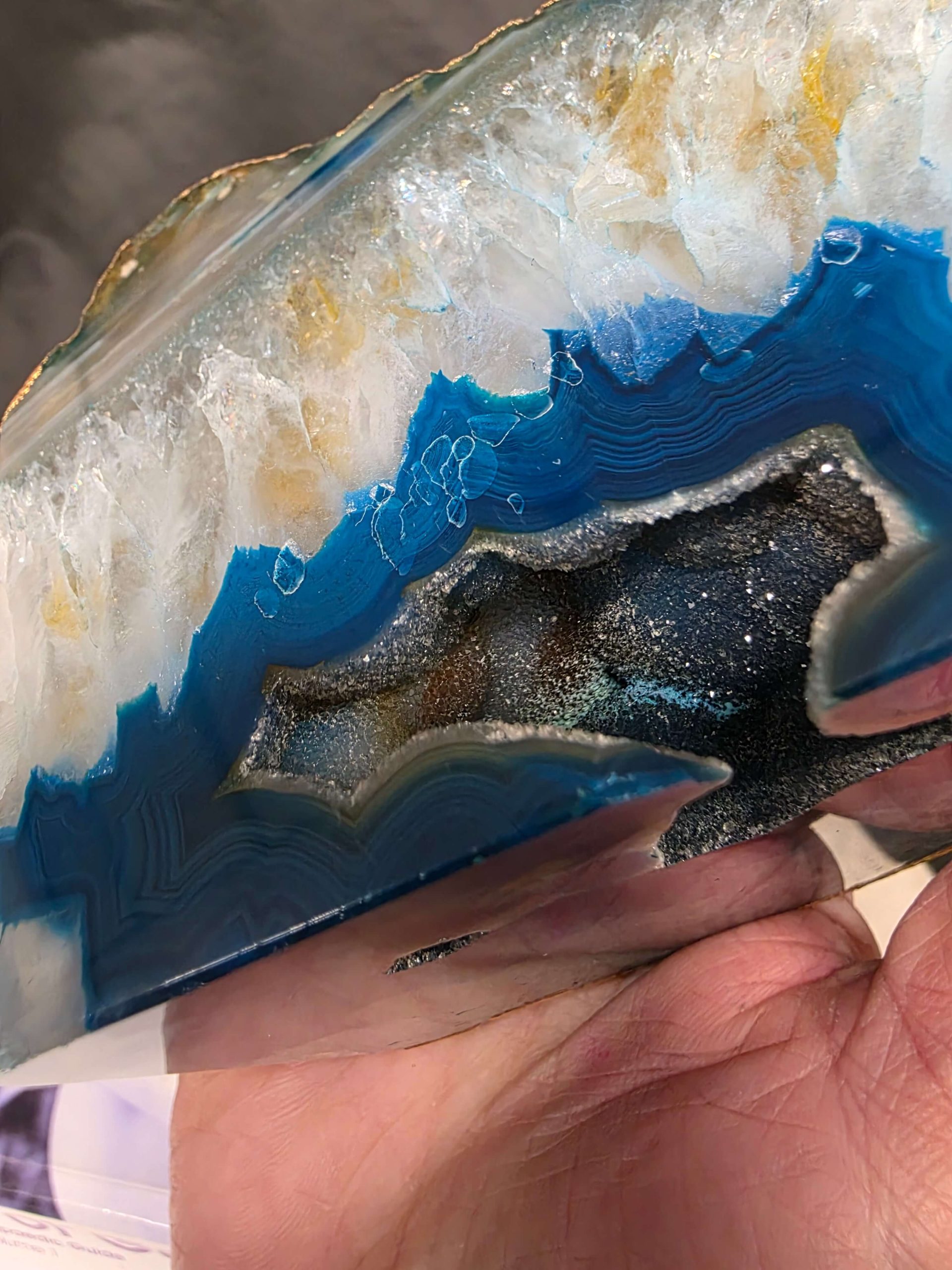 Teal Agate 24ct Gold Edge Microcrystalline Quartz Premium Bookends 5 Ornament Handpicked Size is 1.762kg - H12xW14.5xD8cm - Image 15