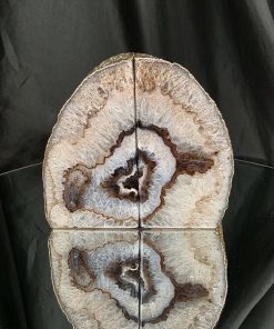 Black Agate 24ct Gold Edge Microcrystalline Quartz Premium Bookends 1 Ornament Handpicked Size 1.774kg H13xW14xD5cm