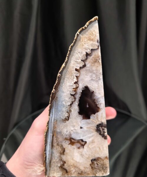 Black Agate 24ct Gold Edge Microcrystalline Quartz Premium Bookends 2 Ornament Handpicked Size 1.854kg H15.5xW14xD7cm - Image 11