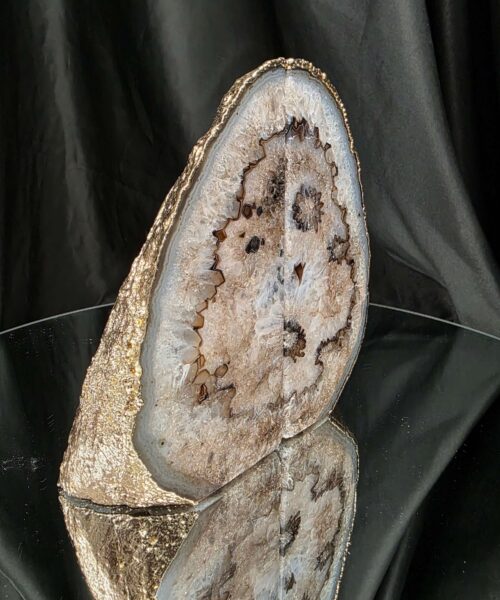 Black Agate 24ct Gold Edge Microcrystalline Quartz Premium Bookends 2 Ornament Handpicked Size 1.854kg H15.5xW14xD7cm - Image 3