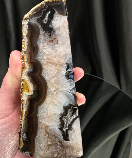 Black Agate 24ct Gold Edge Microcrystalline Quartz Premium Bookends 3 Ornament Handpicked Size 1.556kg H12.5xW16xD5cm - Image 11