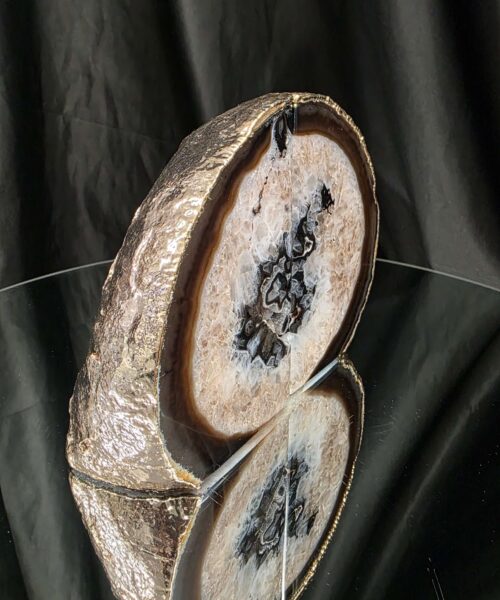 Black Agate 24ct Gold Edge Microcrystalline Quartz Premium Bookends 3 Ornament Handpicked Size 1.556kg H12.5xW16xD5cm - Image 3