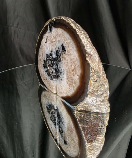 Black Agate 24ct Gold Edge Microcrystalline Quartz Premium Bookends 3 Ornament Handpicked Size 1.556kg H12.5xW16xD5cm - Image 4