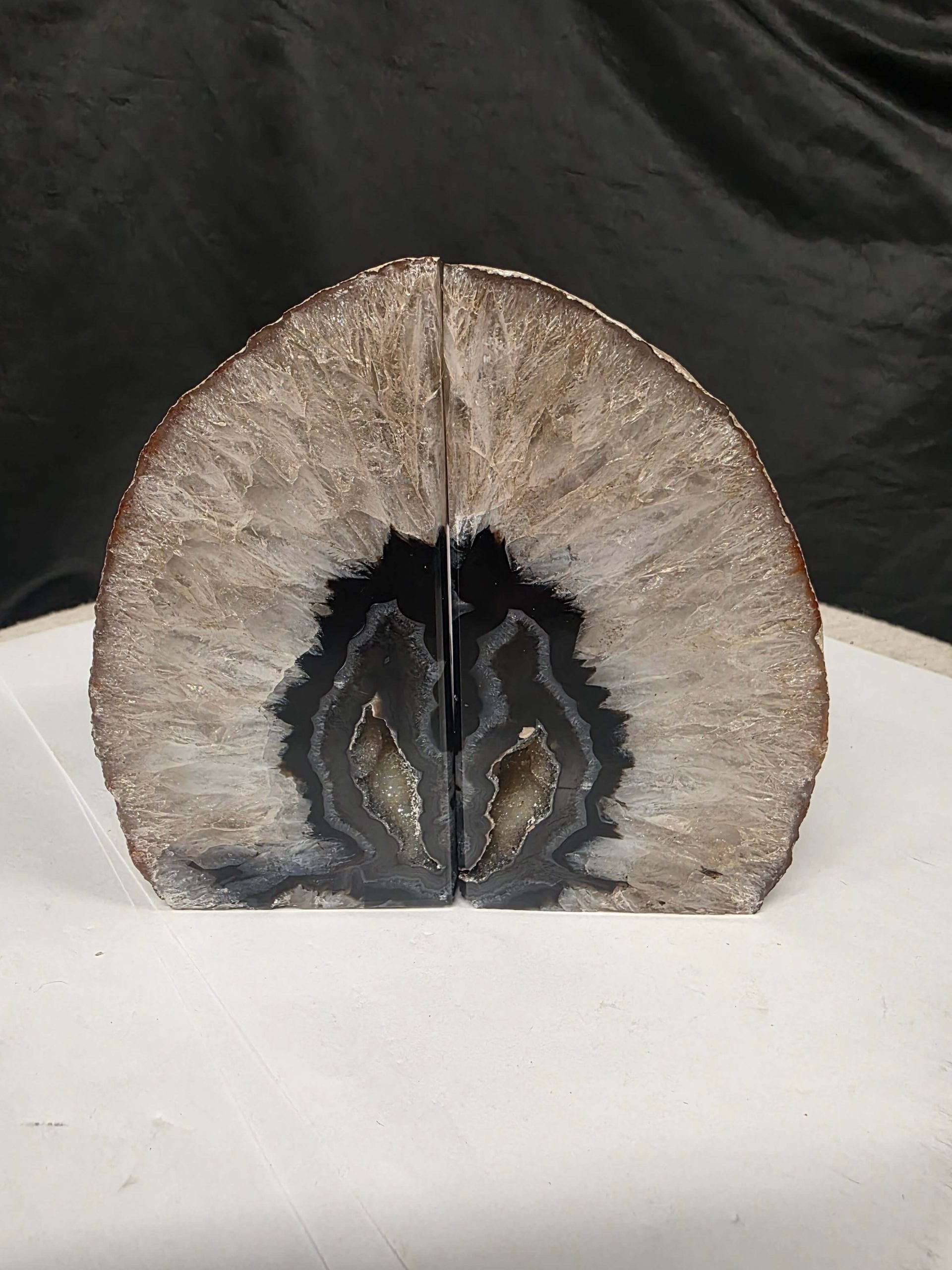 Black Natural Edge Microcrystalline Quartz Premium Bookends 1 Ornament Handpicked Size 1.655kg H12xW15xD7cm