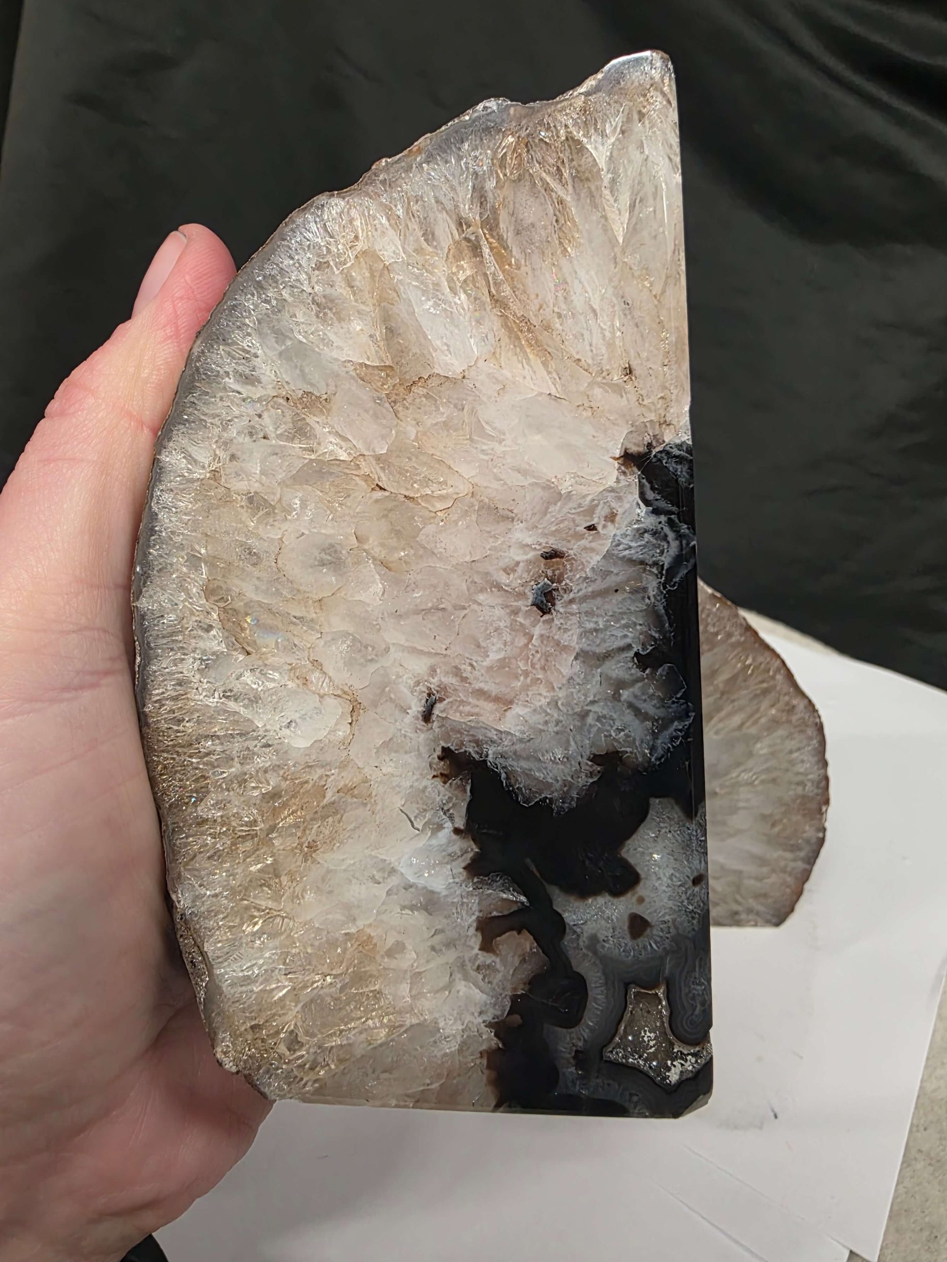 Black Natural Edge Microcrystalline Quartz Premium Bookends 1 Ornament Handpicked Size 1.655kg H12xW15xD7cm - Image 6