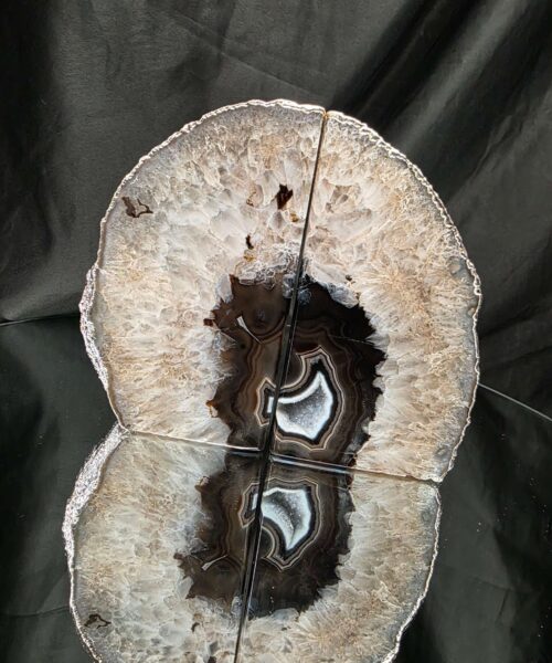 Black Agate Silver Edge Microcrystalline Quartz Premium Bookends 1 Ornament Handpicked Size 1.795kg H15xW17xD6cm