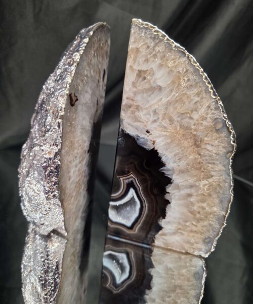 Black Agate Silver Edge Microcrystalline Quartz Premium Bookends 1 Ornament Handpicked Size 1.795kg H15xW17xD6cm - Image 14